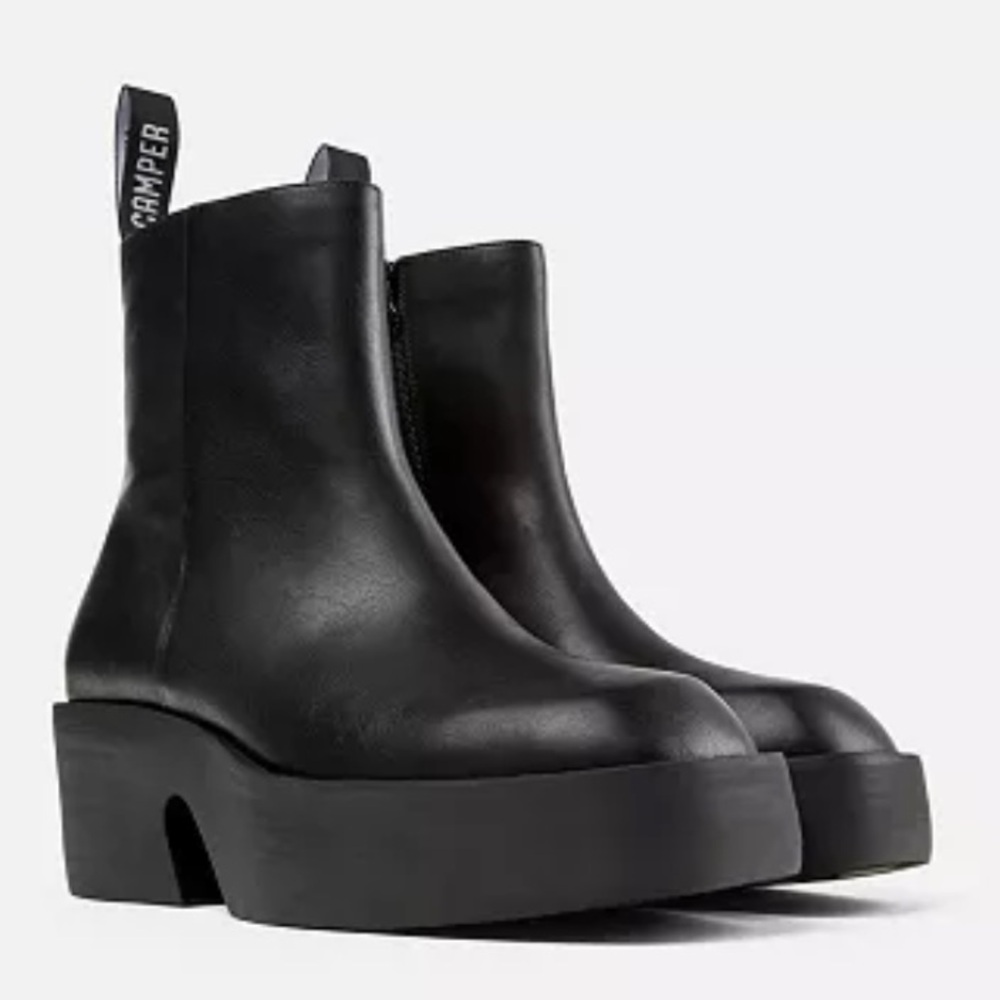 Camper Black Platform Ankle Booties